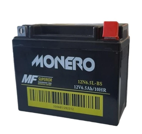 MONERO 12N6.5L-BS 6.5AMPER MOTOSİKLET AKÜSÜ EBATLAR: 138*65*100 mm