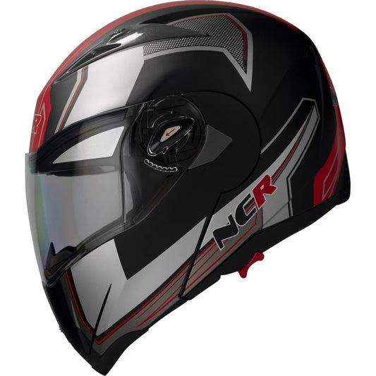 NCR Çene Açılır Kask Vizörlü Kırmızı-Siyah Ece Belgeli